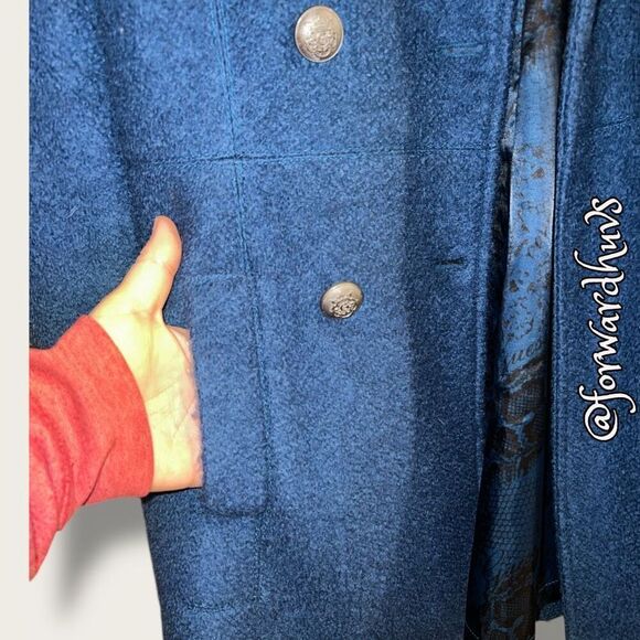 Guess Wool Blend Teal Colored Pea Coat Size Large - Picture 10 of 13